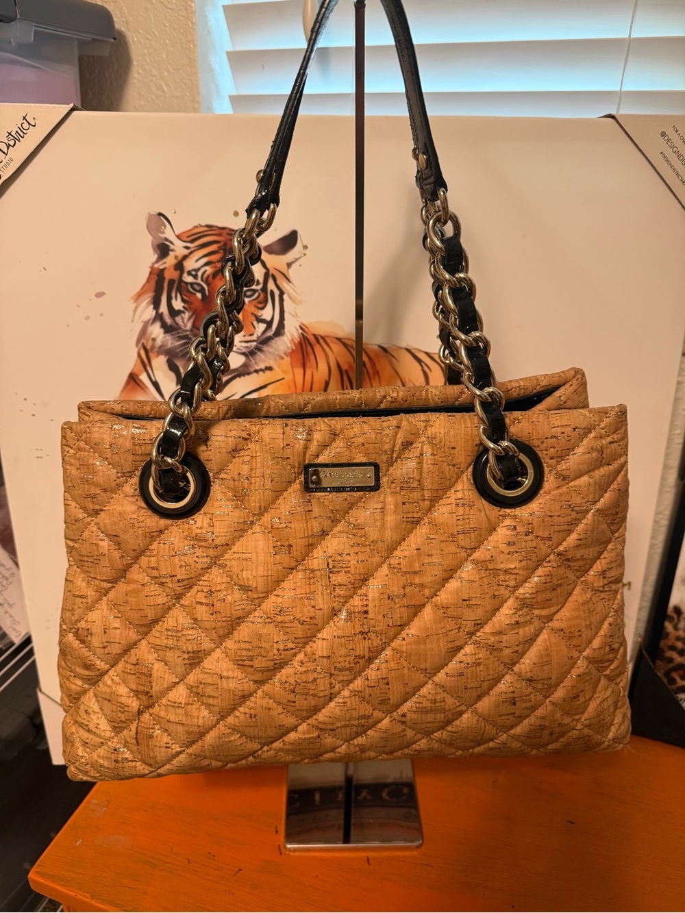Kate Spade Gold Coast Quilted Cork Tote VGUC